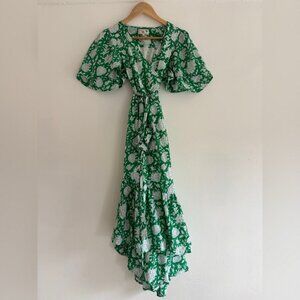 Mille Helena Block Print Midi Wrap Dress